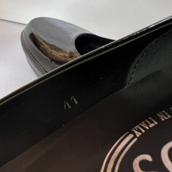 Tods Black Patent Leather Block Heel Pumps with Ankle Strap - Picture 8 of 10